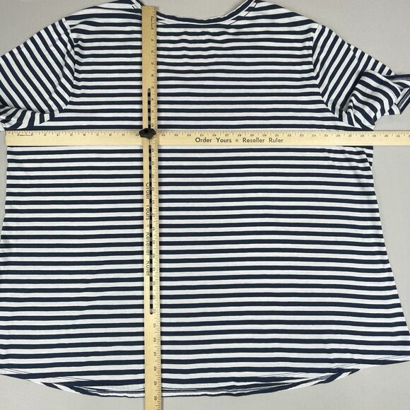 Terra & Sky T-Shirt Short Sleeve V-Neck Women's 4X (28W-30W) Blue White Stripe - Picture 13 of 13